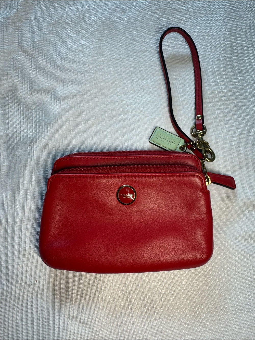 Coach Red Leather Wristlet with Detachable Strap